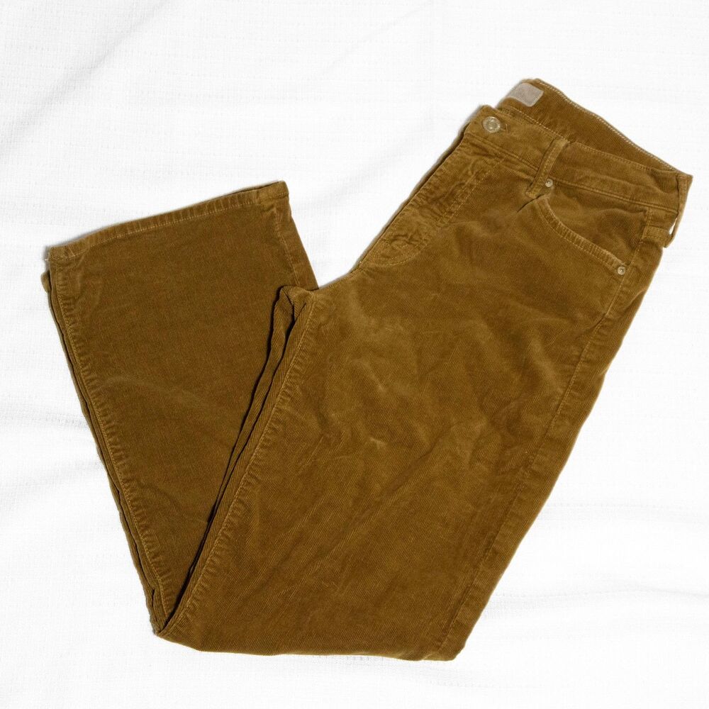 Mother The Outsider Crop Corduroy Pants Womens 28 Brown Mid Rise Straight